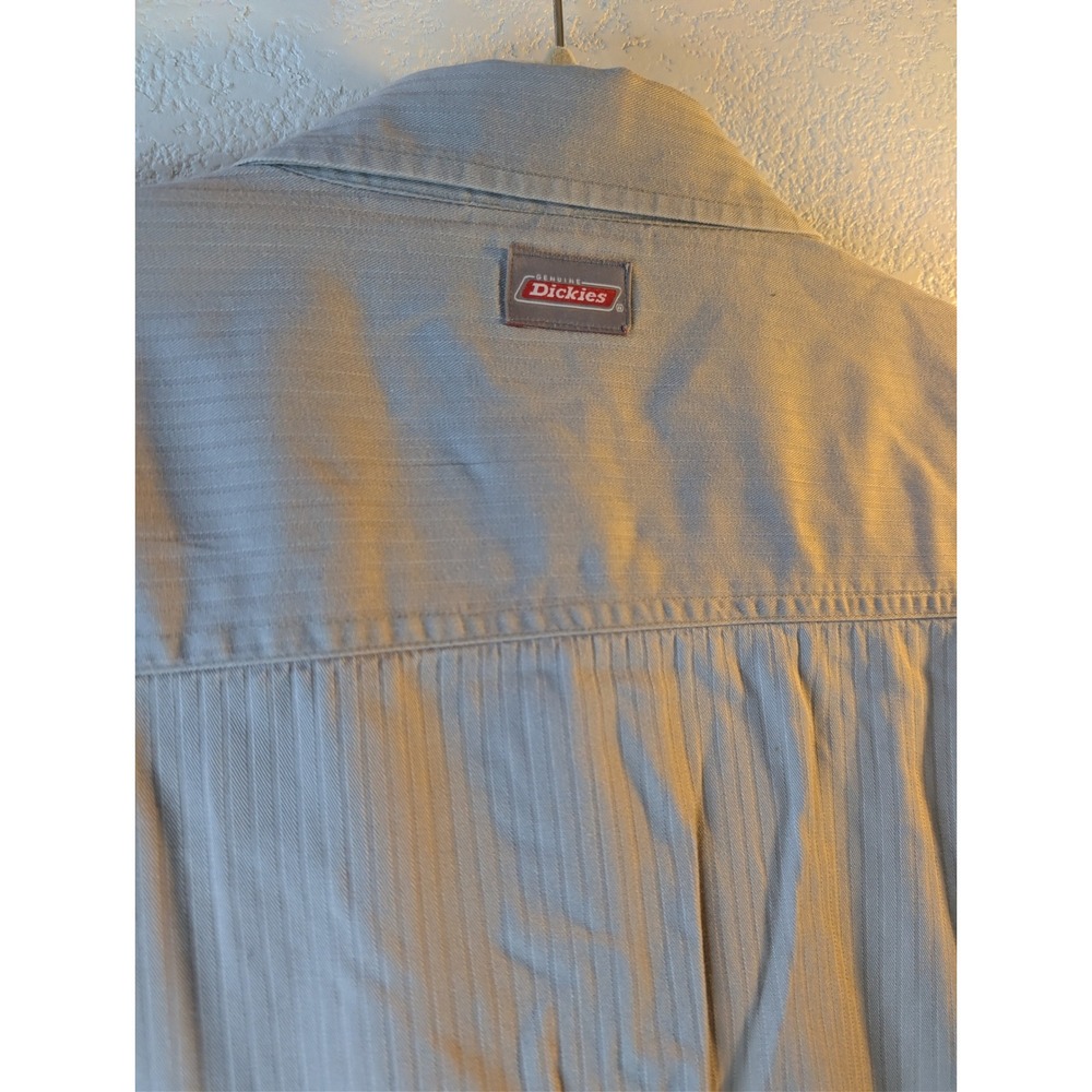 Genuine Dickies Mens 2XL Grey Textured Stripe Short Sleeve Work Shirt 0358 - Picture 5 of 5